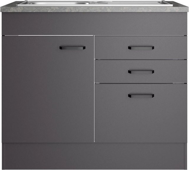 OPTIFIT Spülenunterschrank OPTImulti MUKI Kiel420 in Anthrazit Matt mit Schubkästen, B/T/H: 100 x 60 x 88 cm - Bild 1