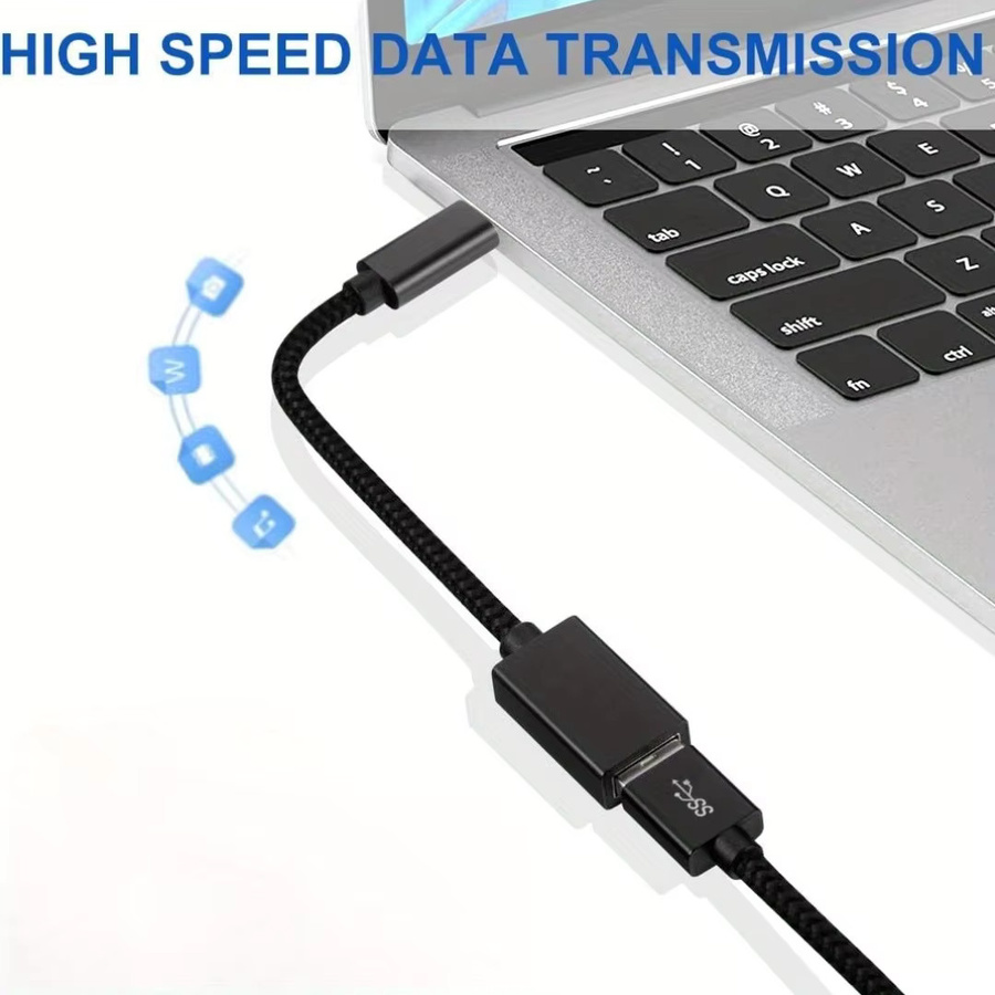 OTG USB-A auf USB-C Kabeladapter in Schwarz für Xiaomi, Samsung S20 und Huawei sowie MacBook Pro - Bild 6