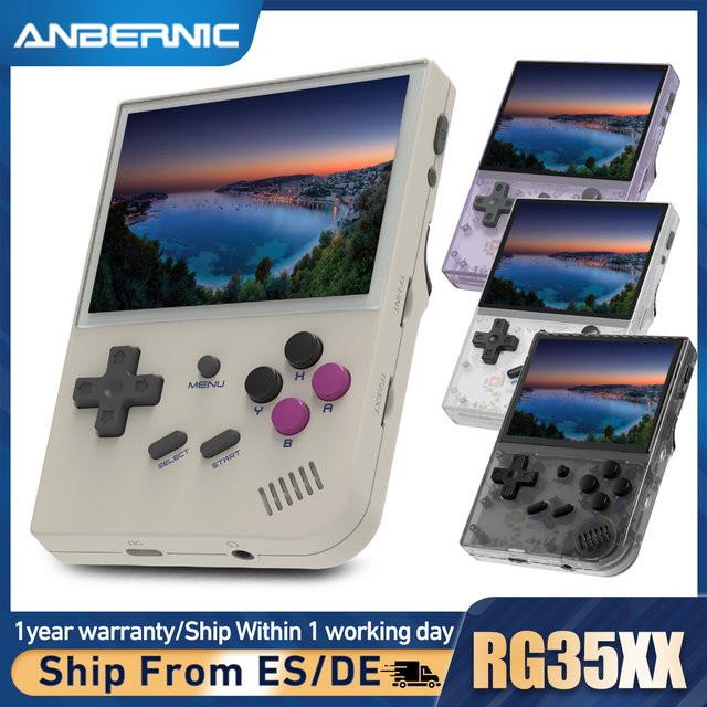 Anbernic RG35XX 2024 Retro Handheld Spielekonsole mit 3,5 Zoll IPS-Display, Linux-System, HDMI-Ausgang, 64 GB TF-Karte und 5000 Spielen in Schwarz und Multicolour - Bild 1