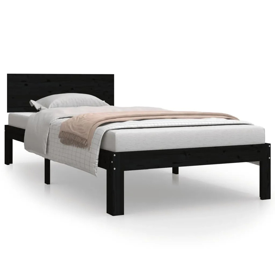 vidaXL Massivholzbett aus Kiefer in Schwarz, B/T/H: 90 x 200 x 205,5 cm - Bild 2