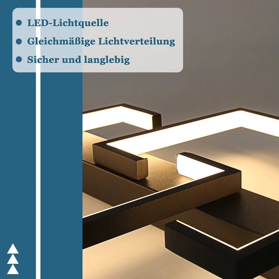Cliheet Moderne 2-flammige LED-Deckenleuchte in Schwarz, 19W, Warmweiß, Durchmesser: 30 cm - Bild 2