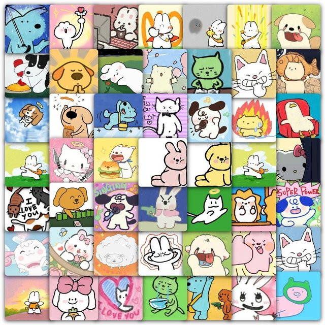 59 Cartoon-Tier-Avatar-Aufkleber, niedliche Kopf-Portrait-Aufkleber, multicolor - Bild 1