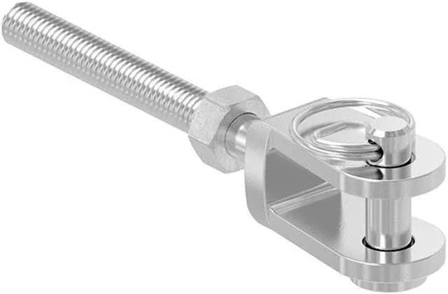 FeNau Gabelterminal aus Edelstahl V4A in Silber mit Außengewinde M5 Links, B/T/H: 180 x 180 x 140 mm - Bild 1