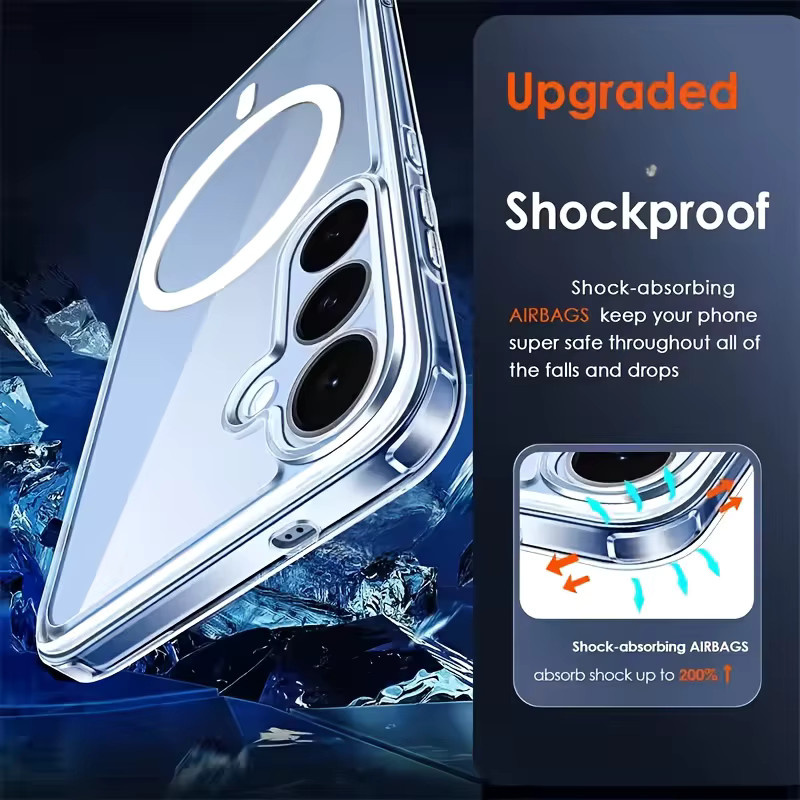 MagSafe kompatible magnetische Schutzhülle für Samsung Galaxy S26 Ultra, S26 Plus und S26 Edge in Transparent, Soft Cover - Bild 3