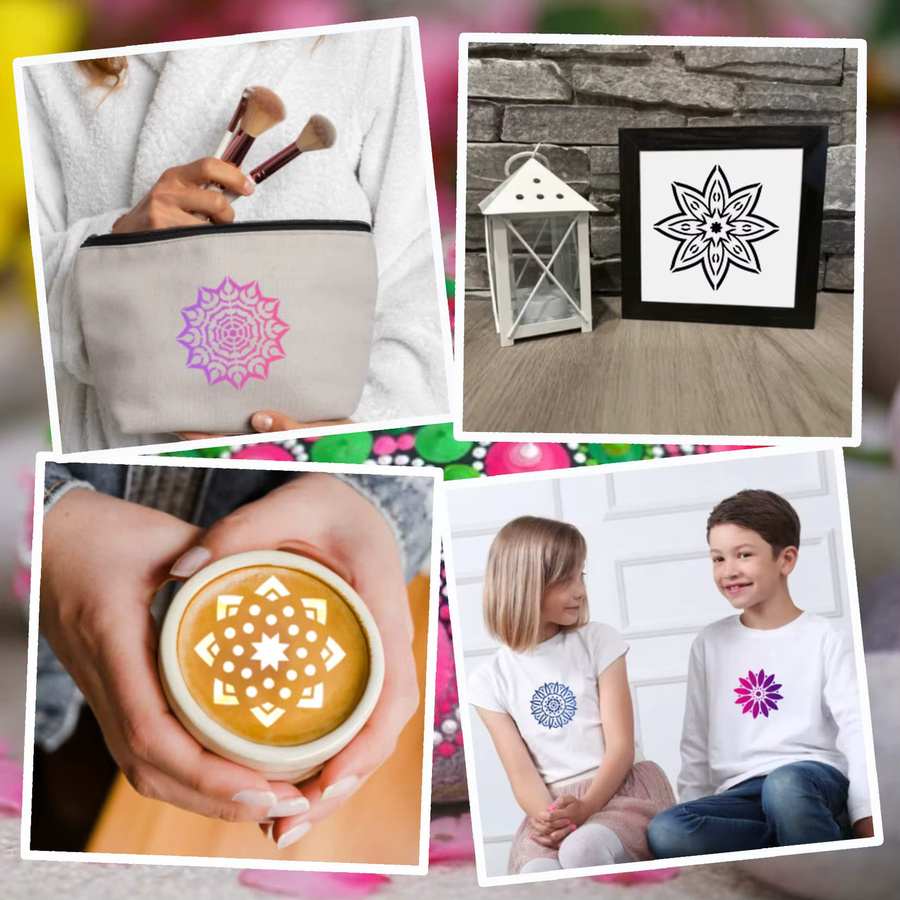 60 wiederverwendbare Mandala-Vorlagen für Punktmalerei, Durchmesser: 7,6 cm, Kunst-Farbvorlagen für Erwachsene und Kinder zum Bemalen von Stein, Stoff, Acryl und Möbeln - Bild 3