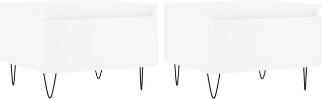 vidaXL Couchtisch Set aus 2 Stück in Weiß, modernes Design für dein Wohnzimmer, B/T/H: 50 x 46 x 35 cm - Bild 1