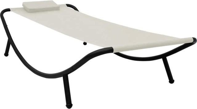 vidaXL Gartenbett aus Stahl in Creme mit UV-beständigem Polyester-Stoff, B/T/H: 200 x 90 x 40 cm - Bild 1