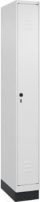 C+P Spind Classic PLUS Spind mit Sockel, 1 Abteil, Sicherheits-Drehriegel, 3 Garderobenhaken, Farbe: 9016/9016, H x B x T: 195 x 25 x 50 cm - Bild 1