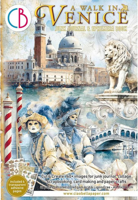 Junk Journal & Ephemera Book Venice Dream in Petrol, Beige und Rot - Bild 1