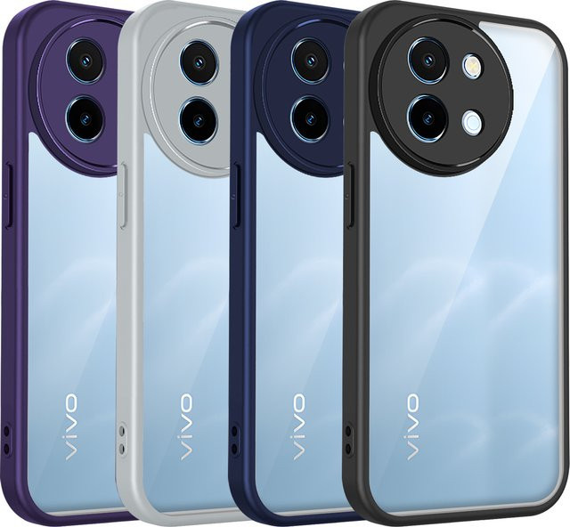 Vivo Y38 und Vivo Y58 5G Handyhülle mit Air Cushion Silikon Bumper und matter Hartschale in Transparent/Schwarz - Bild 1