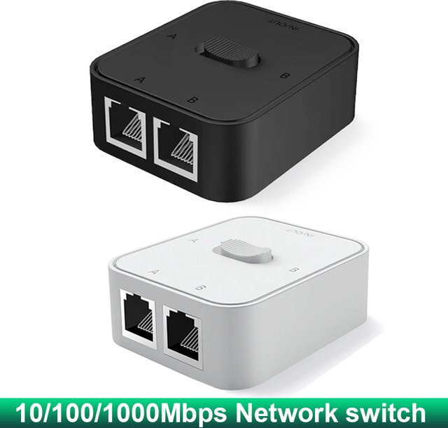 Kebidumei 2-Port Gigabit Netzwerk-Switch RJ45 Ethernet LAN Splitter 1000Mbps 2-Wege-Adapter Schwarz - Bild 1