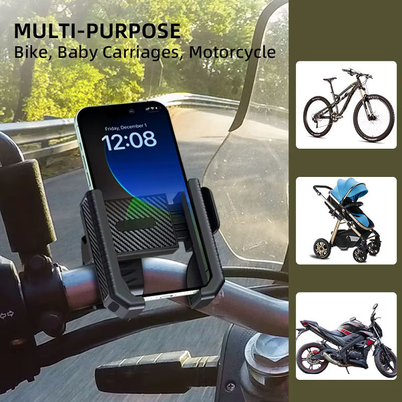 Untoom Universeller Fahrrad-Handyhalter für Lenker und Motorrad in Schwarz mit GPS-Halterung für iPhone und Xiaomi - Bild 2