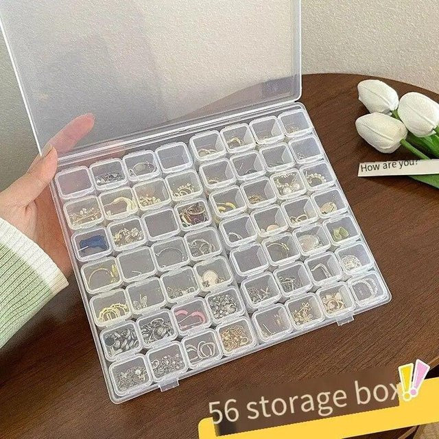 SZwatch Schmuckaufbewahrungsbox aus Kunststoff in Grau mit 56 transparenten abnehmbaren Boxen, B/T/H: 21,0 x 17,0 x 3,0 cm - Bild 1