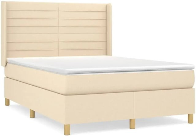 vidaXL Boxspringbett mit Matratze Hybrid-Design in Beige, B/T/H: 140 x 200 cm - Bild 1