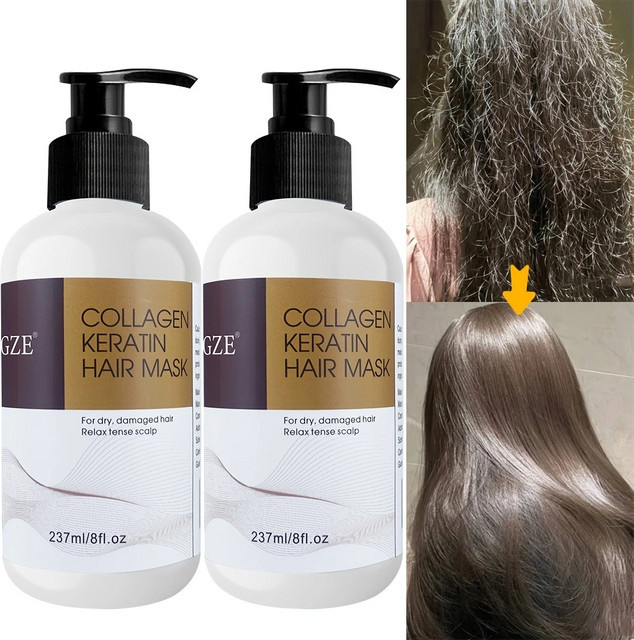 GZE Collagen Keratin Haarmaske, 2er-Pack, für trockenes Haar - Bild 1