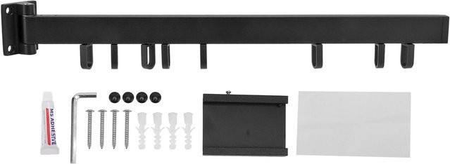 KONNWEI Wäscheständer aus Edelstahl zur Wandmontage, einziehbarer Wäscheständer in Schwarz, selbstklebend und nagelfrei - Bild 1