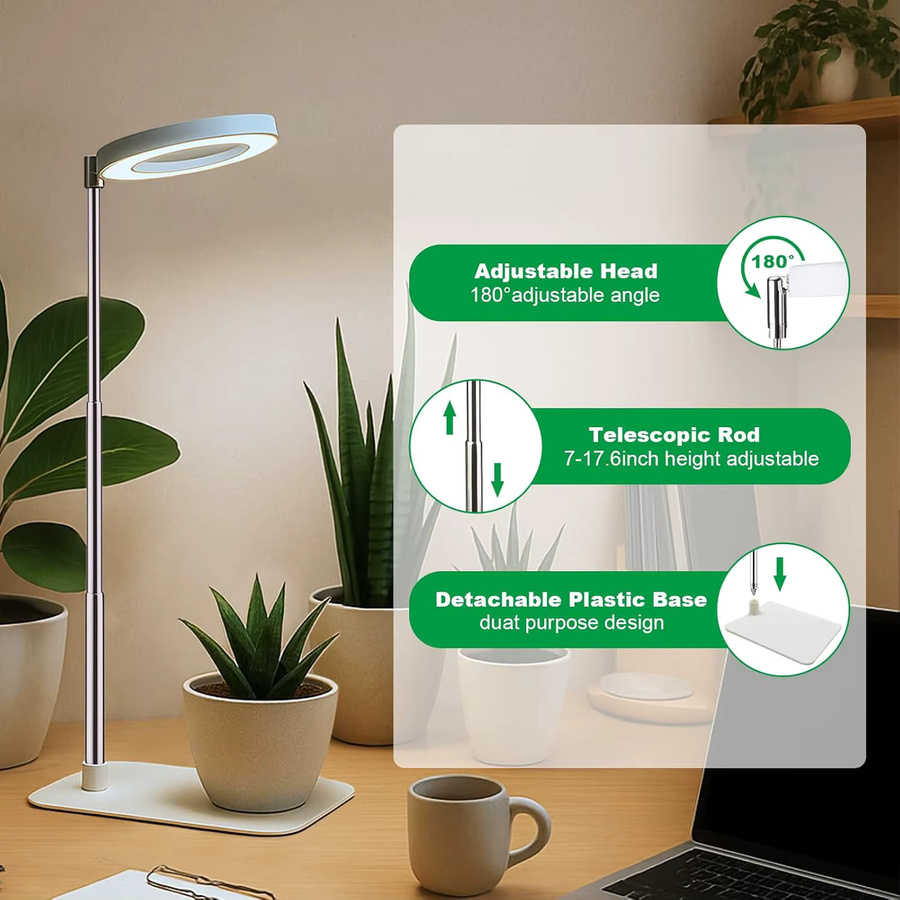 KEBINCPLED LED Pflanzenwachstumslampe mit USB-Anschluss, Vollspektrum-Wachstumslicht in Weiß mit Auto-Timer für Sukkulenten und Innengewächshäuser - Bild 3