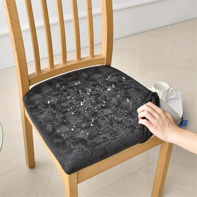 Yiran bag Wasserdichter Stuhlbezug aus PU Kunstleder, elastischer Sitzbezug für Esszimmerstühle, Grau - Bild 1