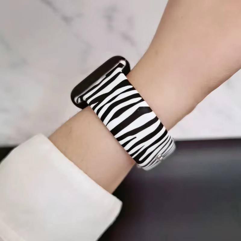 VATMENS Uhrenarmband Silikon, Zebra-Print, Schwarz, Unisex - Bild 5
