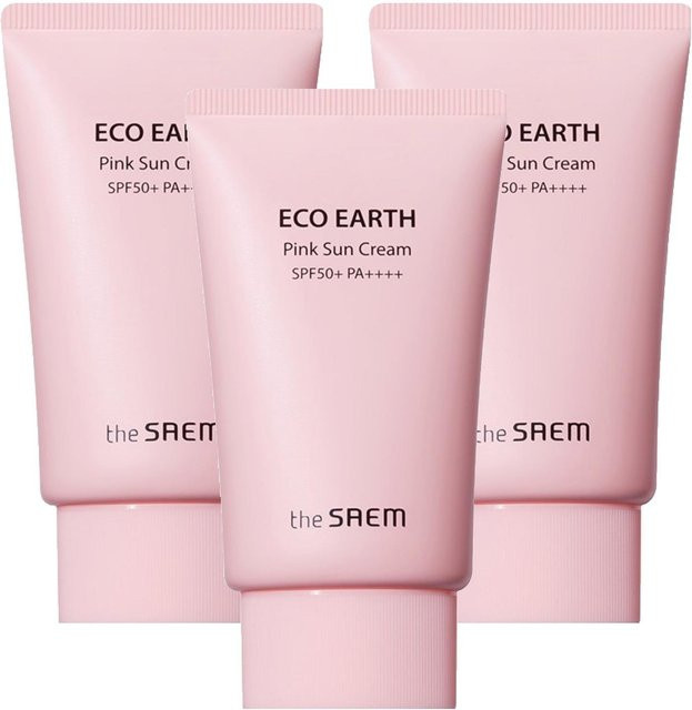 The Saem Eco Earth Pink Sonnencreme, LSF 50+, Calamin, 3er Set, 50g x 3 - Bild 1