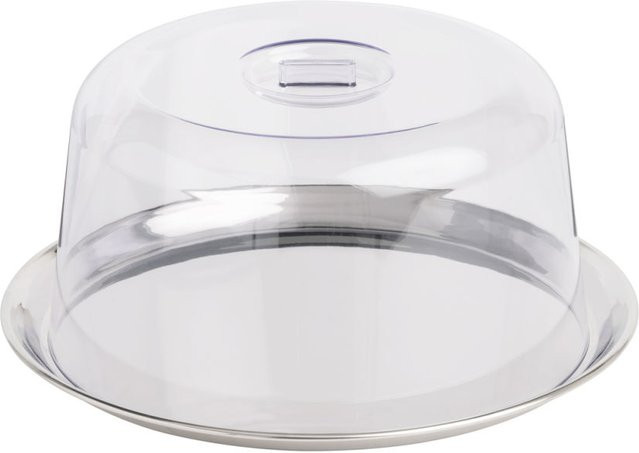 APS Tablett mit Haube rund aus Edelstahl und Kunststoff, transparent/silber, B: 27 cm, T: 27 cm, H: 12,5 cm - Bild 1