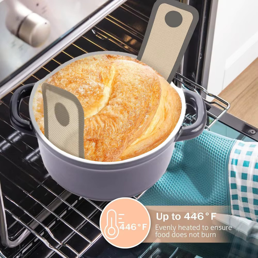 FSMHOME Silikon Backmatte für Dutch Oven mit langen Griffen, runde Antihaft-Brotschlinge in Schwarz - Bild 4