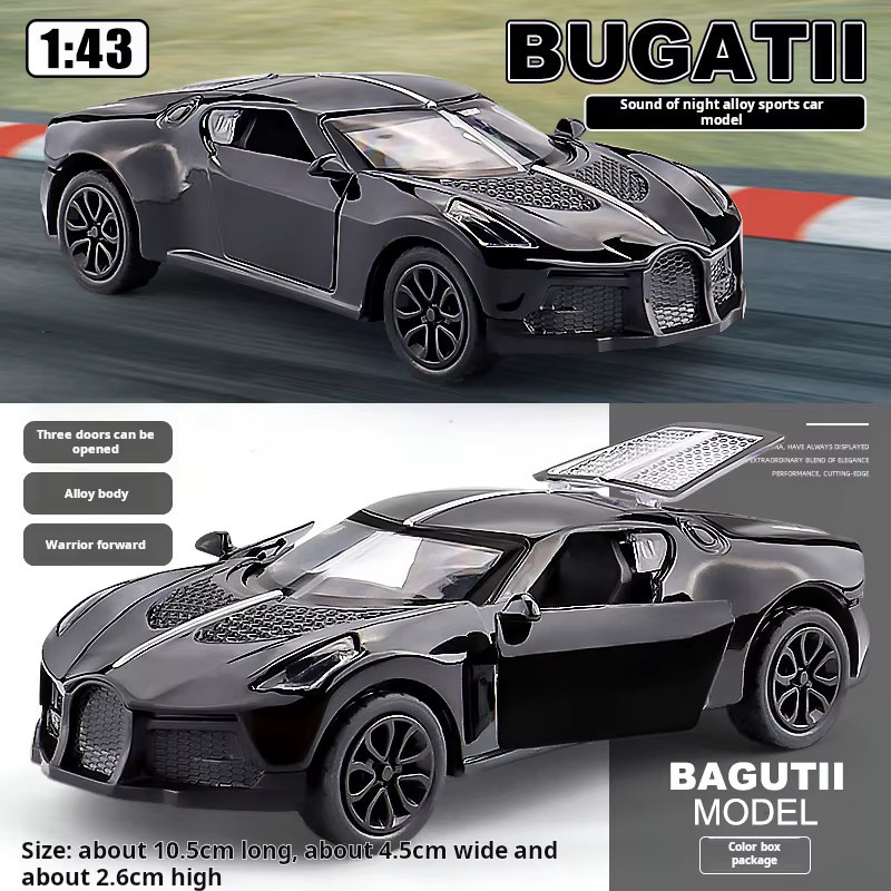 MAKEDA Bugatti Spielzeugauto, 1:43, Metall, Blau, Schwarz - Bild 2