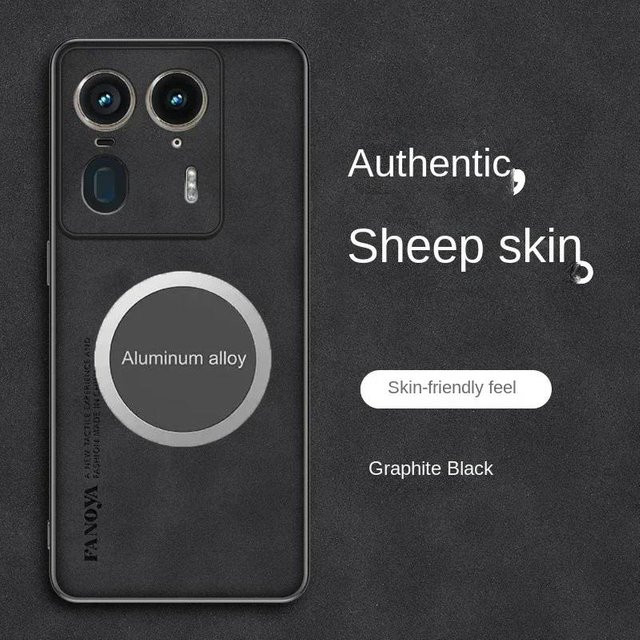 Hautfreundliche Lammlederhülle für Motorola Edge 70 60 50 40 Neo Pro Ultra Fusion in Schwarz mit Kartenfach und Magnetverschluss - Bild 1