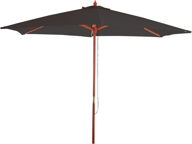 MCW Sonnenschirm Lissabon Marktschirm aus Holz und Polyester in Anthrazit mit Ø 3 m - Bild 1