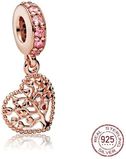 Daisy Charm Anhänger, 925 Sterling Silber, Rose Gold, Rosa, Damen - Bild 1