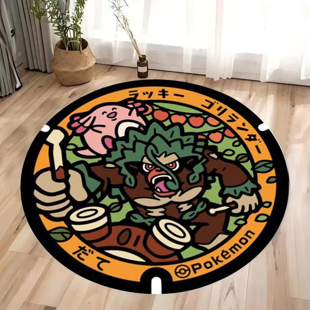 Miniso Runder Teppich mit Pokémon Anime Motiv, Rutschfest und Waschbar, Durchmesser: 40 cm - Bild 1
