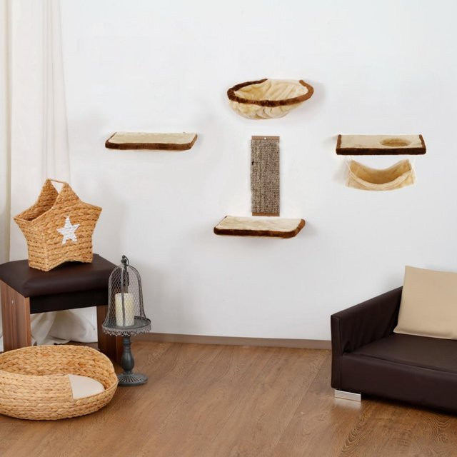 Silvio Design Katzen-Kletterwand 6-teilig mit Hängematte in Beige-Braun - Bild 1
