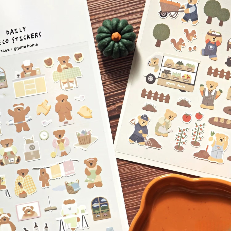 Suatelier Kawaii Bären-Landleben Papiersticker für Scrapbooking und Journaling, Mehrfarbig - Bild 1