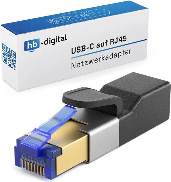 hb-digital USB-C Netzwerkadapter mit RJ45-Anschluss und 1Gbps Ethernet über USB 3.0 - Bild 1