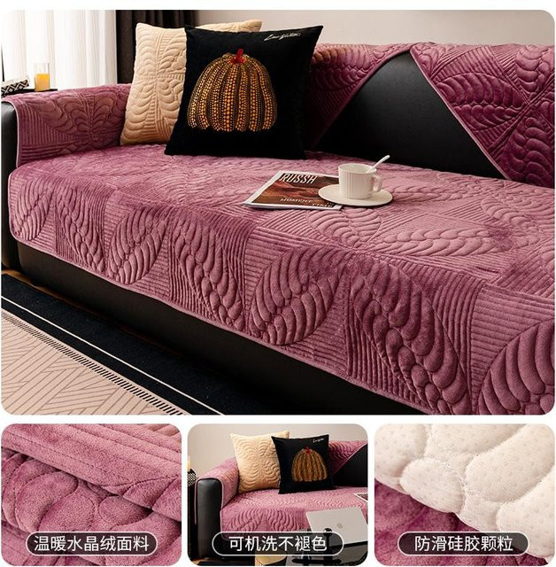 Minimalistisches Sofakissen aus Plüsch in Pink, quadratischer Sofa-Bezug aus atmungsaktivem Handtuchstoff, B/T/H: 70 x 70 x 70 cm - Bild 1