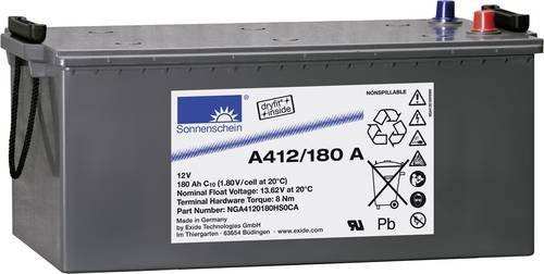 GNB Sonnenschein A412/180A Blei-Gel Akkumulator 12V 180Ah grau B/H/T: 518 x 238 x 274 mm Konuspol wartungsfrei - Bild 1