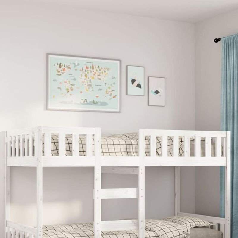 Vidaxl Kinderbett aus Massivholz Kiefer im Landhausstil, Weiß, B/T/H: 90 x 190 cm (ohne Matratze) - Bild 1