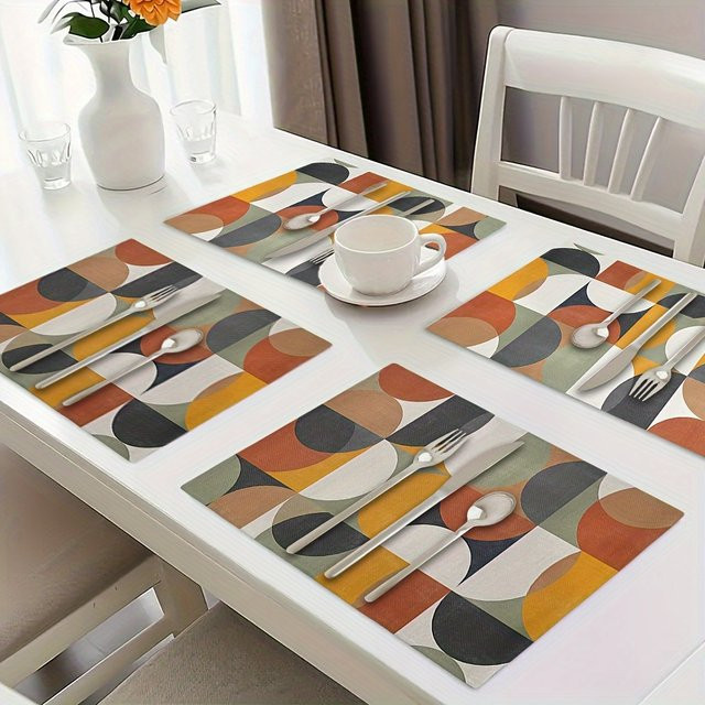 VIKAMA Tischsets Set aus PVC mit modernem geometrischem Design, Mehrfarbig, Rechteckig - Bild 1