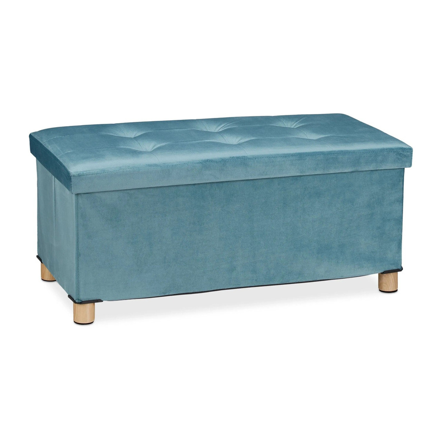 Relaxdays Sitzbank aus Samt in Türkis, faltbar, modern, B/H/T: 76 x 34 x 38 cm - Bild 2