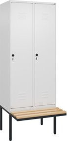 C+P Spind Classic PLUS Garderobenschrank mit Sitzbank, 2 Abteile, Grau/Weiß, B/T/H: 212 x 80 x 81,5 cm - Bild 1