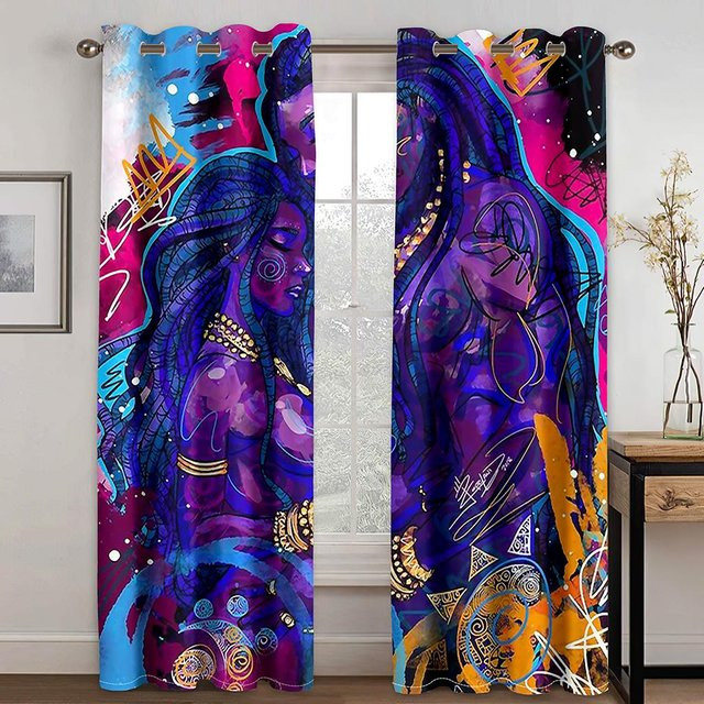 Yiran Furniture Verdunkelungsvorhang mit 3D Psychedelischem Cartoon Tiercharakter Design, Polyester, Mehrfarbig, Breite: 100 cm, Höhe: 130 cm - Bild 1