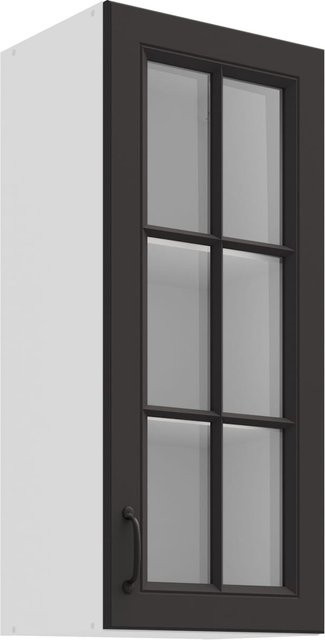 Glashängeschrank Stilo in Grau mit Glastüren und Einlegböden im Landhausstil, Breite: 40 cm - Bild 1