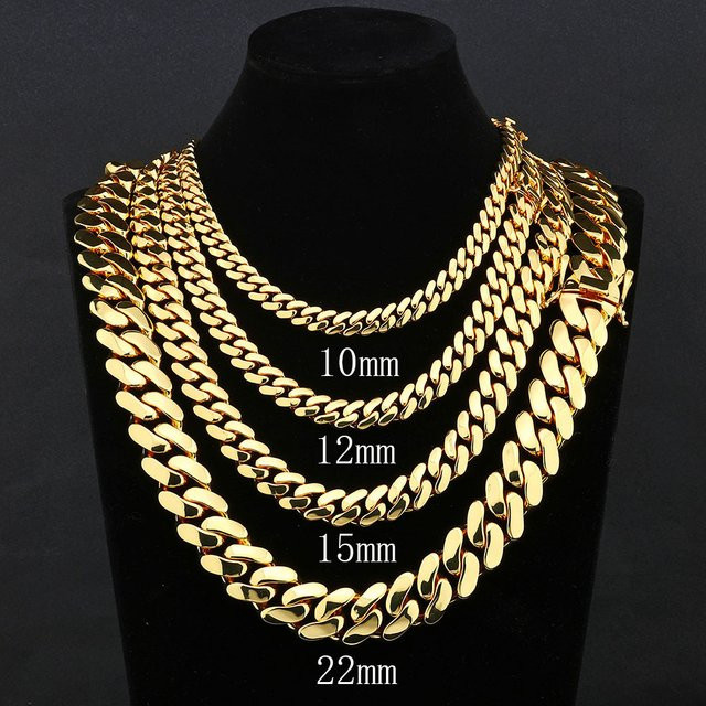 ESKEEM Halskette Miami Cuban Link, 18K vergoldet, Herren - Bild 1