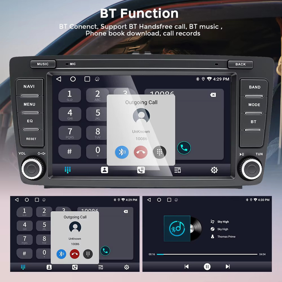 GEARELEC Android 14 Autoradio für Skoda Octavia 2004-2013 mit Carplay, Android Auto, GPS, Bluetooth und WIFI in Schwarz - Bild 3