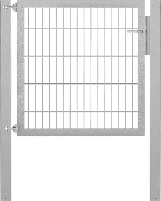 Einzeltor Flexo Plus aus feuerverzinktem Stahl in Silber, Breite: 100 cm, Höhe: 100 cm, inklusive Pfosten Breite: 80 cm, Tiefe: 80 cm - Bild 1