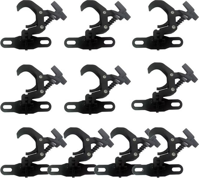 GVT 10er Set Faltbare Aluminium Traversenklemmen in Schwarz für Professionelle Bühnenbeleuchtung und Moving Heads - Bild 1