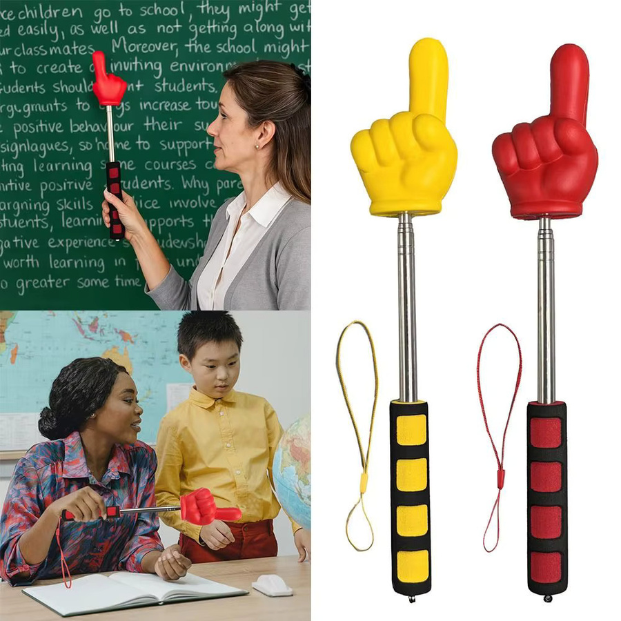 Roter Finger-Lesestab aus Edelstahl mit Teleskopstange für Schule und Büro - Bild 2