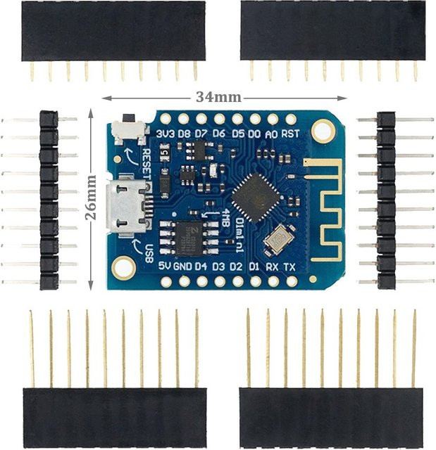 AITEXM D1 Mini V3.0.0 WIFI Internet der Dinge Entwicklungsboard basierend auf ESP8266 CH340 in Blau für Arduino Nodemcu V2 MicroPython - Bild 1