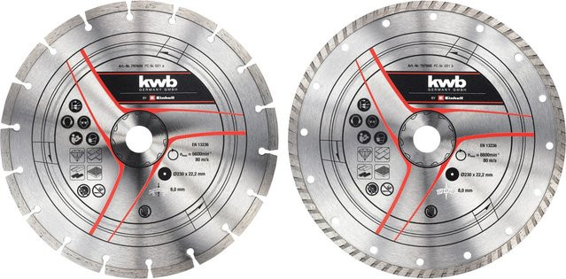 kwb by Einhell Diamant-Trennscheiben-Set für Fliesen, 2-teilig, Silber, Durchmesser: 230 mm - Bild 1