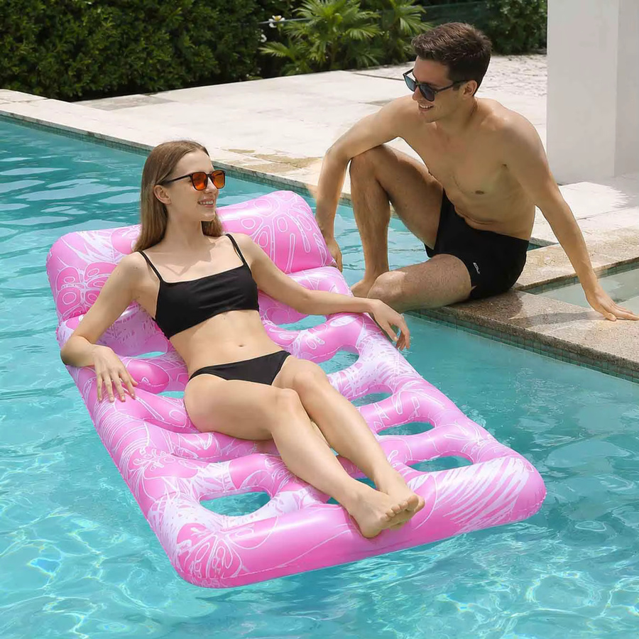 Aufblasbare Pool-Schwimmatte als Schwimminsel für Erwachsene in Pink mit Kopfstütze und einer Länge von 180 cm - Bild 2